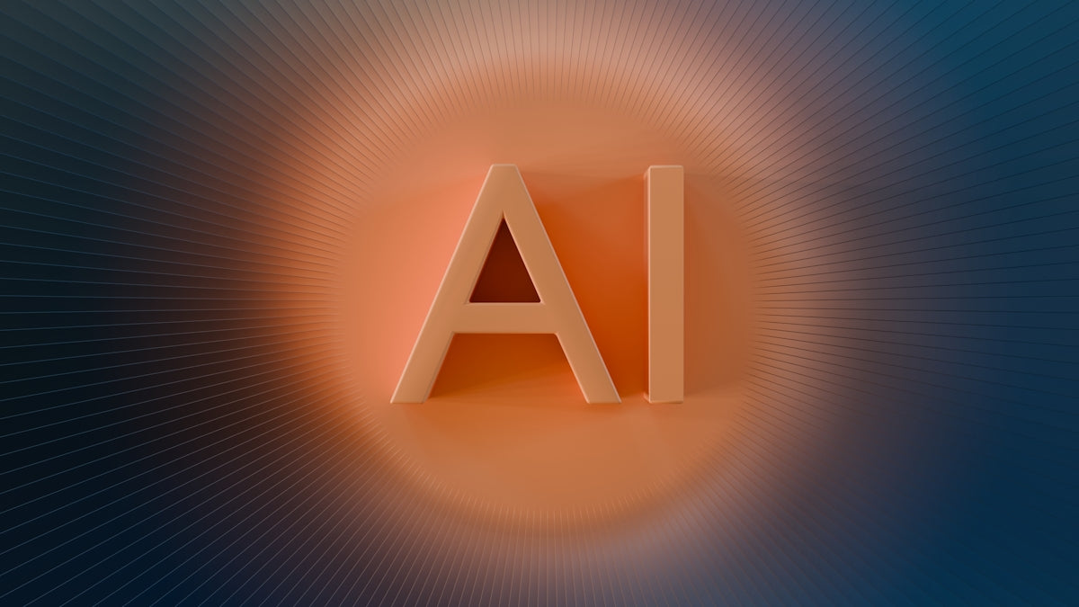 The letters ai glow with orange light.